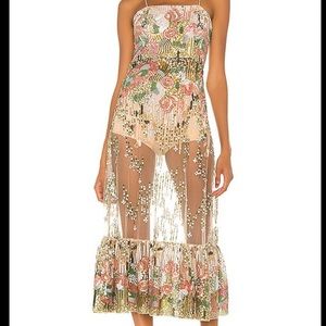 ISO Alexis Roseville semi-sheer chiffon dress in multi